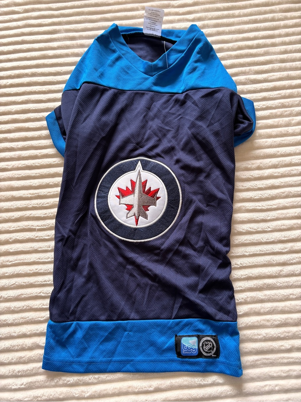 Winnipeg Jets Dog Jersey in Navy & Light Blue XXL